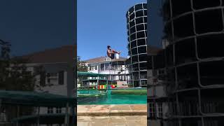 Double frontflip on trampoline in water from fliplikez parkour and freerunning