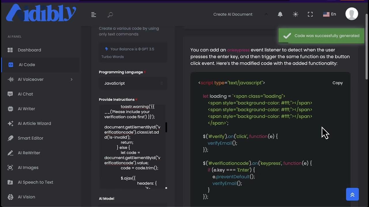 How to write JavaScript codes fast and easy on Aidibly - YouTube