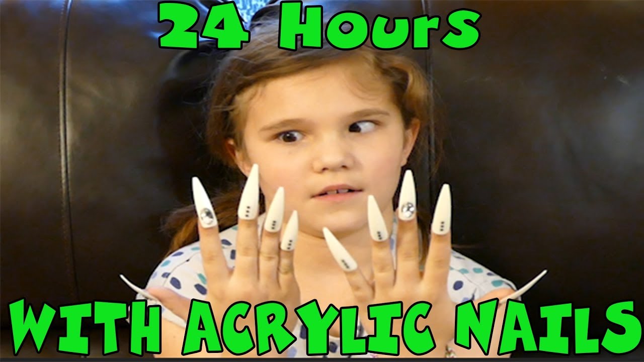 24 Hours With Super Long Acrylic Nails! I Have To Wear Really Long Fake