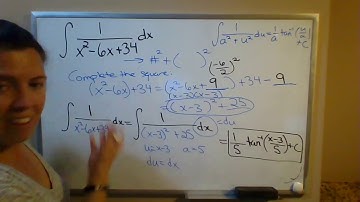 integration using inverse tangent formula and completing the square