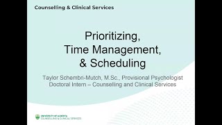 Prioritizing, Time Management & Scheduling