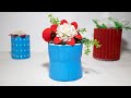 DIY Beautiful Flower Pot with Marbles Border 🌸✨   Super Easy Artificial Arrangement