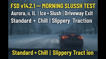 Tesla FSD v14.2.1 – Morning Slush & Ice Test | Driveway Snow Exit + Unprotected Left Turn