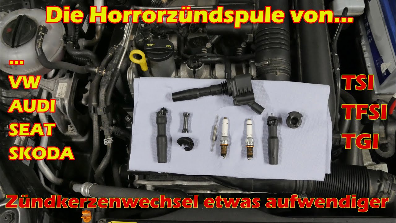 Zündkerzenwechsel am 1,4 TSI Motor von VW Audi Seat Skoda / TFSI /  Zündspulen demontage 