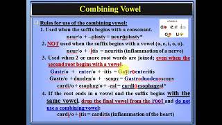 مصطلحات طبية/مرحلة اولى/The combining vowels