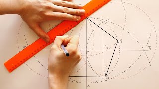 4K How to draw pentagon with using a compass and a ruler