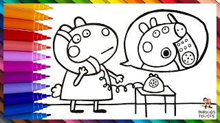 Dibuja y Colorea A Peppa Pig Y Obeja Suzy Hablando Por Teléfono ️ Dibujos Para Niños