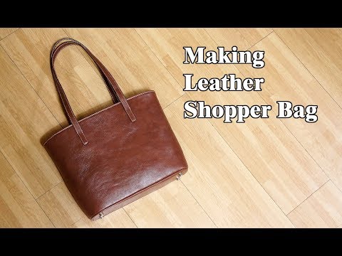 32 [LeatherCraft] Making Leather Shopper Bag Ver2 / [가죽공예] 가죽 쇼퍼백 만들기 Ver2 / Free Pattern