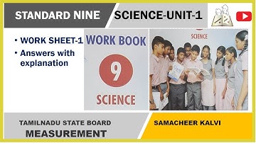 9th science workbook worksheet-1 -English Medium | Answers with Explanation-UNIT 1-Measurement