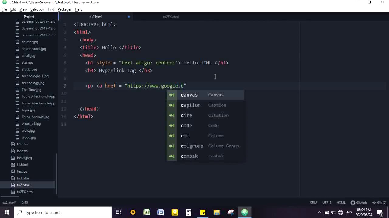 How to use HTML Hyperlink and Image Tags for website | Tutorial 02 ...