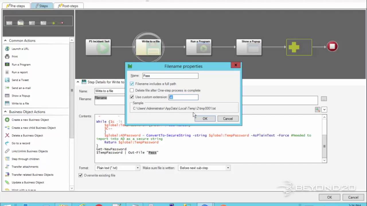 How to Run PowerShell from Cherwell One-Steps 