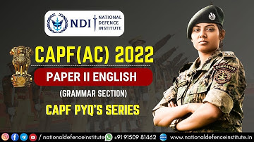 CAPF AC 2022 | CAPF AC PAPER II - ENGLISH GRAMMAR | CAPF AC PYQs SERIES