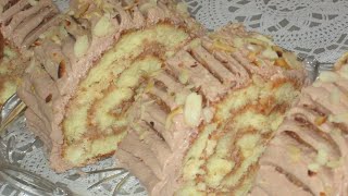 gâteau  roulé  à  la crème اطيب واسهل رولي باطيب كريمة