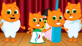 Cats Family In English - Dental Staging Cartoon For Kids