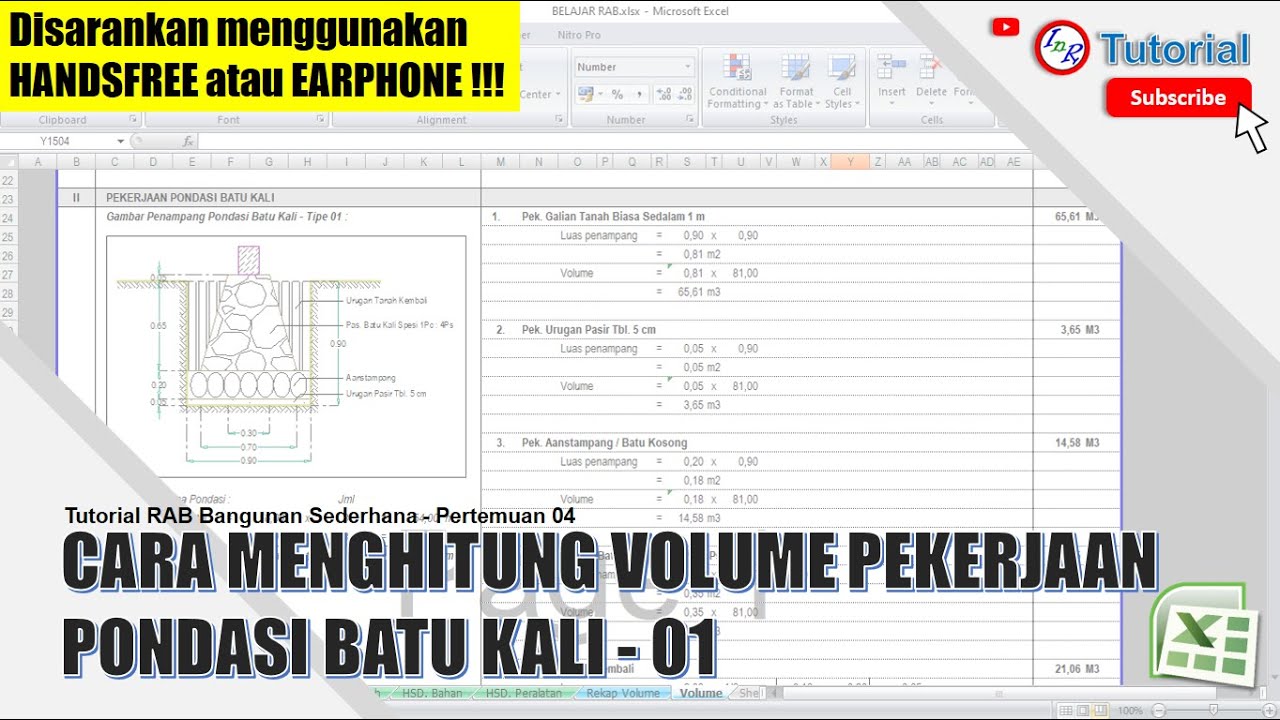 |04| Cara menghitung volume pondasi batu kali