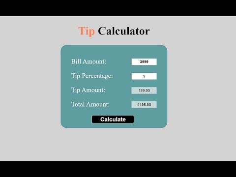 Tip Calculator In JS, Html With Source Code | Source Code & Projects