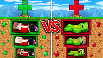 JJ EMERALD vs Mikey RUBY Family Grave Battle in Minecraft ! - Maizen in Minecraft ! (Maizen)