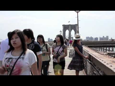 Mercedes Salazar Happy Brooklyn Bridge Crossing