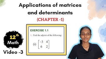 TN Class 12  Maths Applications of Matrices and Determinants Exercise 1.1 Sum 1 (i) | Chapter-1