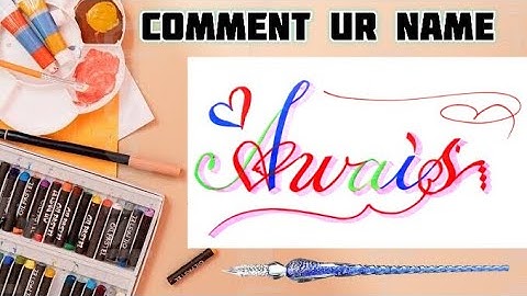 Awais Name Signature Calligraphy Status | How to Draw, Cursive Calligraphy with Cut Marker