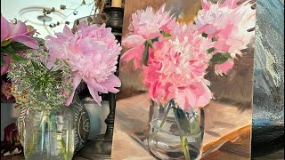 Full Length! Oil Painting Demo: Peonies from the Garden