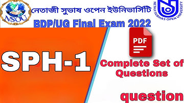 BDP SPH-1 FINAL EXAM 2022 complete set of questions & answers pdf NSOU