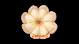 Apple Button Flower | Beginners Lesson 233 | Mutita Art Of Fruit & Vegetable Carving Youtube Videos