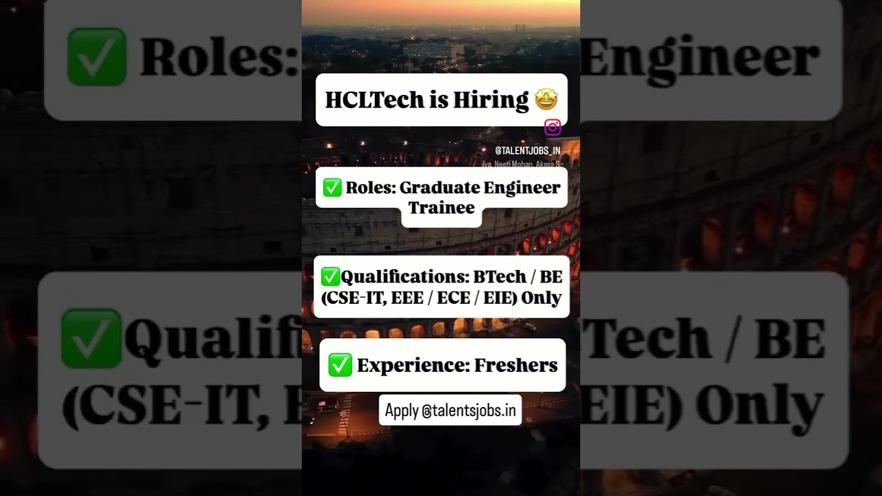 HCL TECH Hiring 🔥| Freshers and Experience Hiring | Apply Now