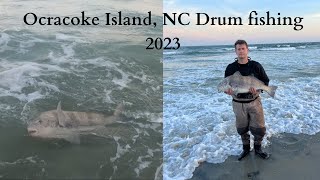 Surf Fishing OBX - Ocracoke island, NC Red Drum fishing with a surprise catch