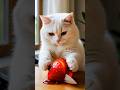 Cat Cutting Strawberries Like a Chef! #cat #shorts #strawberry