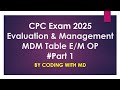 CPC Exam 2025 | E/M MDM table | Evaluation Management outpatient | Medical Coding with MD | Aapc CPC
