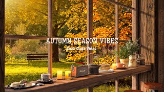 Relaxing Autumn Season VibesJazz Music Background & Bird Sounds at Cozy Cafe Shop Ambience