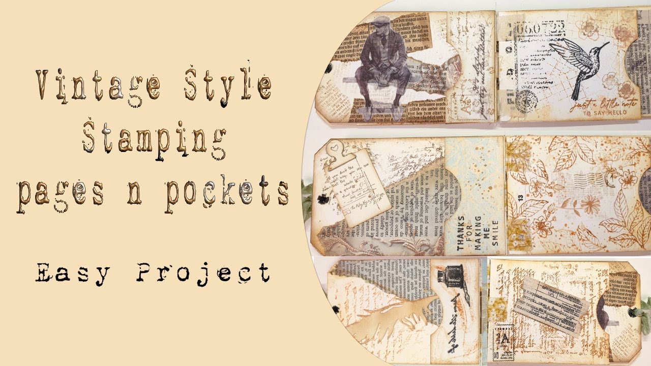 Stamping Pages Vintage style stamping pages & pockets - YouTube