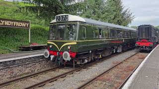 Heritage Railcar Action: DMU Cars M51618 and M56223 Heading Up the Line Past Double Headed Class 08s