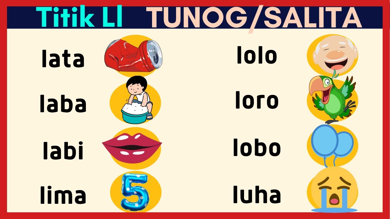 LETRANG Ll / TUNOG / SALITA / LARAWAN / KINDER & GRADE 1 - YouTube