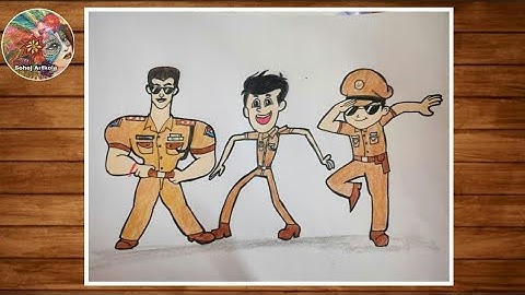 Little Singham Desh Ka Sipahi Draw Step By Step | Simba And Dabangg Cartoon Drawing Full Body Easy |