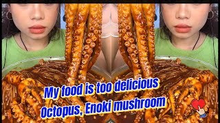 My food is so delicious，Enoki mushrooms, octopus, various chocolates#Eat broadcast#eatingsounds