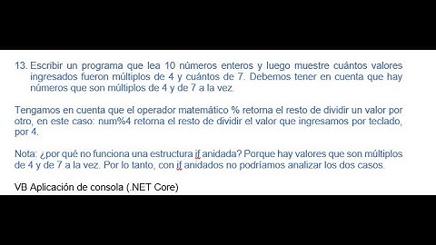 No 13 Multiplo de 4 y 7 VB Aplicación de consola (.NET Core)
