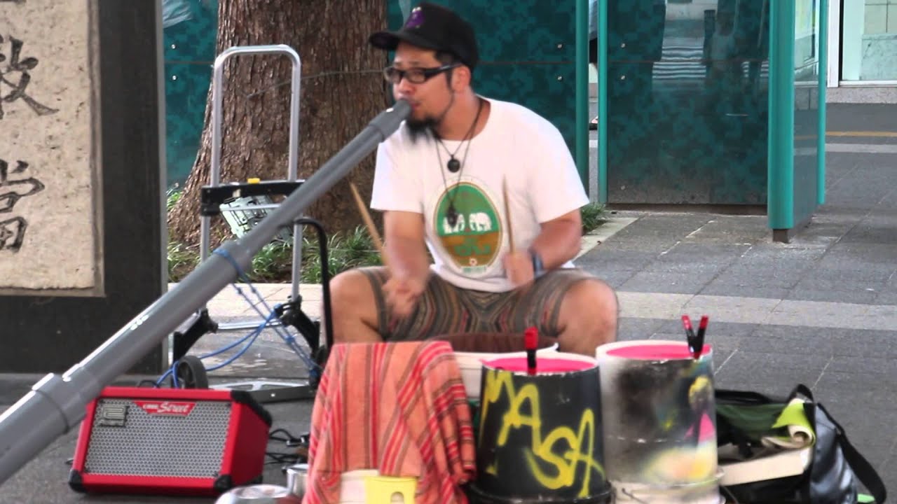 Busking bucket drum and pipe digeridoo Masa In Kawasaki Station part2