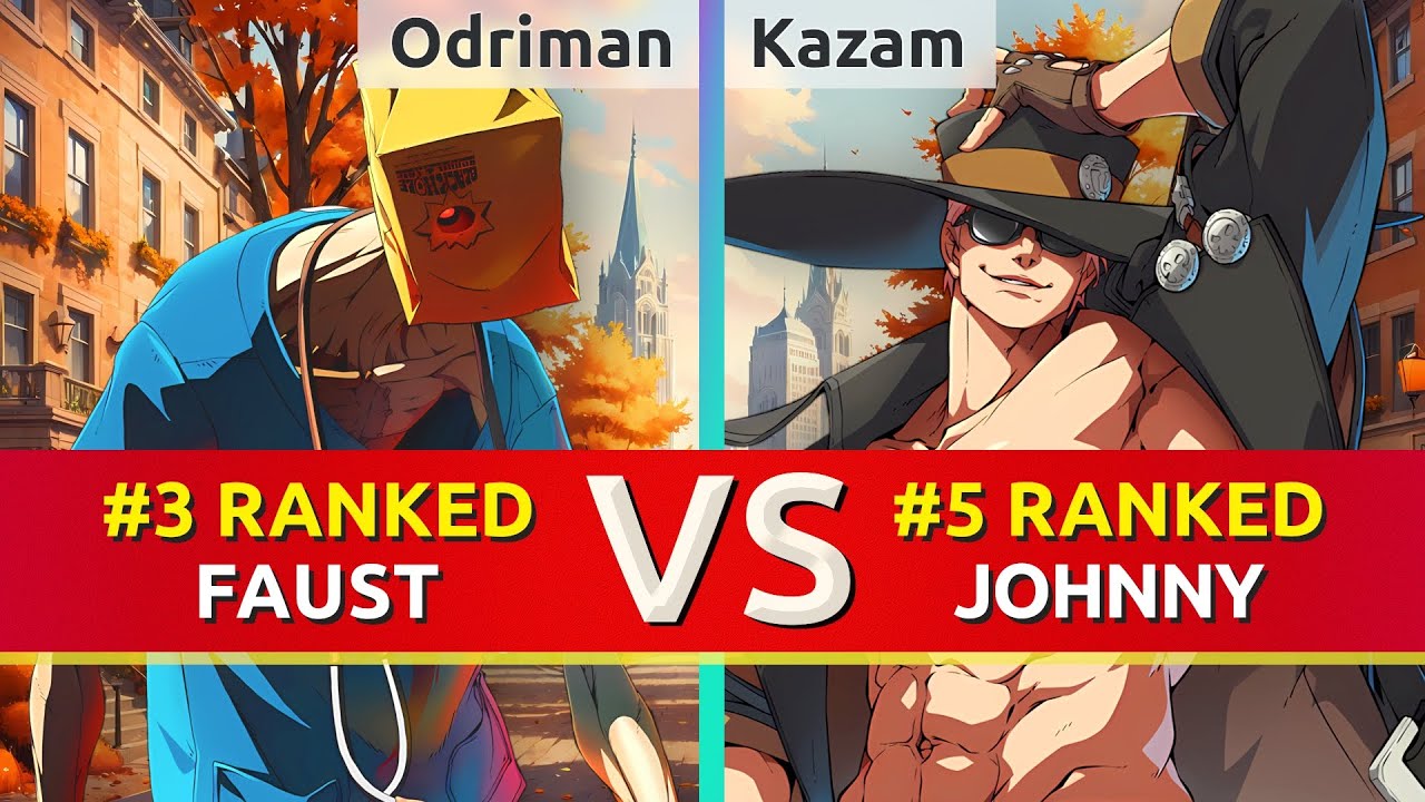 GGST ▰ Odriman (#3 Ranked Faust) vs Kazam (#5 Ranked Johnny). High Level Gameplay