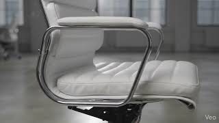 Sleek White Leather EA 217 Eames Office Chair – Ergonomic Low Back Seating