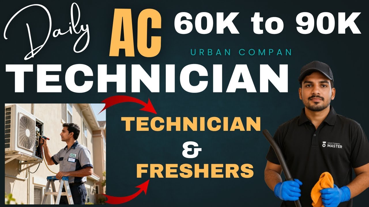 ⚙️ Become an AC Technician | No Experience Needed | ₹90,000 Salary | Urban Company Jobs