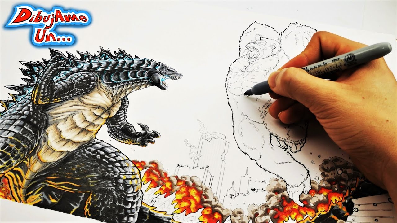 El Dibujo más ÉPICO: GODZILLA vs KONG película 2021 | Drawing Godzilla Vs  Kong battle | DibujAme Un - thptnganamst.edu.vn