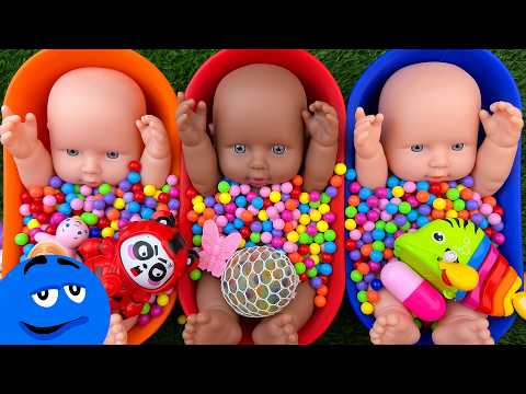 Cute Three Dolls Playing Rainbow Beads Satisfying Color Play | 115 | Ghentalin