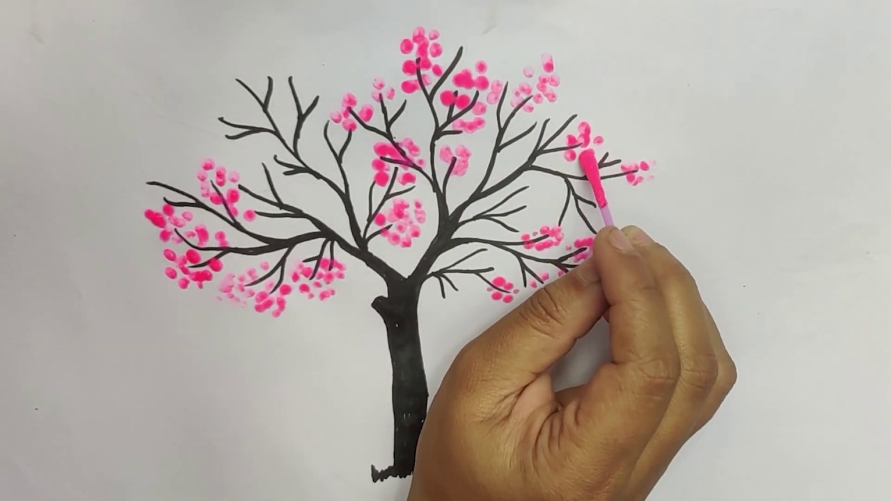 How to draw beautiful flower tree step by step - YouTube