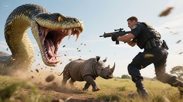 Brave Rescue Team Saves An Innocent Rhino Calf From A Giant Python Attack 🐍
