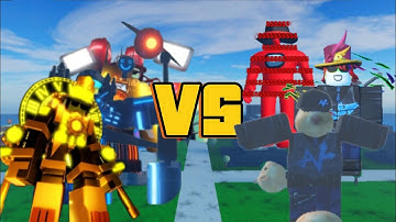 [noob experiment battle] titan brickbattler, up wars titan noob , titan bloxxer, titan John Doe VS