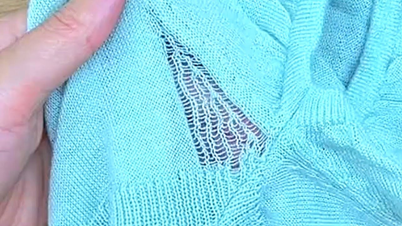 How to Invisibly repair an underarm tear in a knitted sweater at home ...
