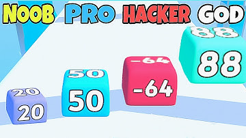NOOB vs PRO vs HACKER vs GOD in Numbers Stack 3D - All Levels Gameplay, MAX LEVEL