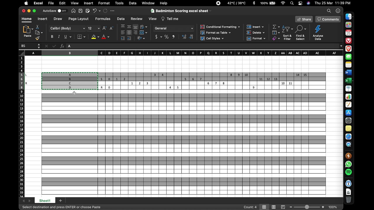 Badminton Doubles Scoring Method on Score Sheet